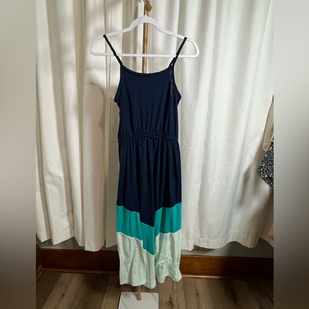 Navy and Teal Colorblock Maxi Dress